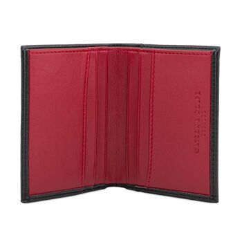 Porte-cartes avec poche pour billets en écorce noire et rouge 3