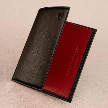 Porte-cartes avec poche pour billets en écorce noire et rouge 5