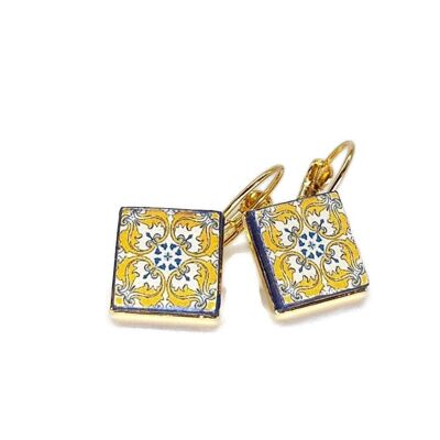 Ella - Yellow & Gold Tiles Earrings