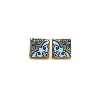 Samantha - Boucles d'oreilles clous carreaux portugais 2