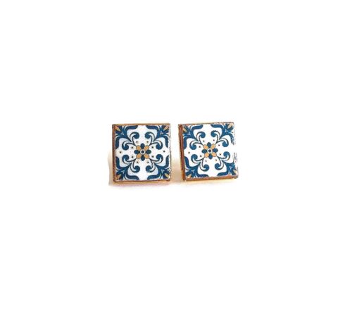 SARA - Antique Square Portuguese Tiles Earrings