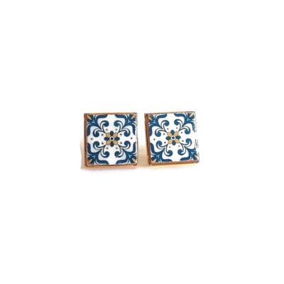 SARA - Antique Square Portuguese Tiles Earrings