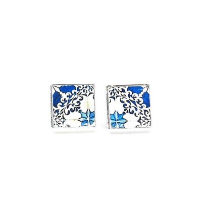 BERTRAND - Pendientes de botón Azulejos de Lisboa