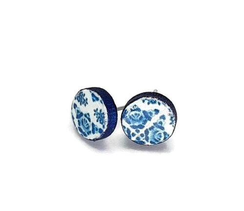 Portuguese Round Tiles Stud Earrings