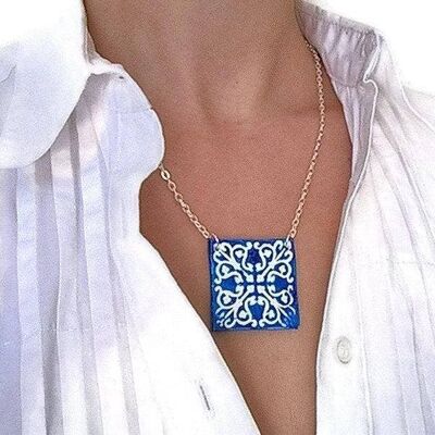 LARA - Blaue Azulejo-Halskette