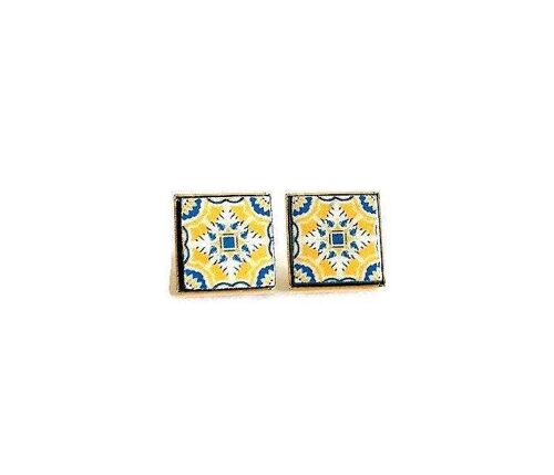 Portugal Yellow Tiles Stud Earrings