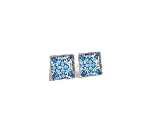HANNAH - Blue Classical Tiles Stud Earrings