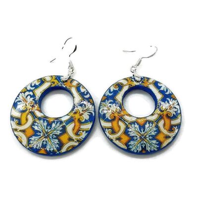 Portugal Antique Tile Hoop Earrings