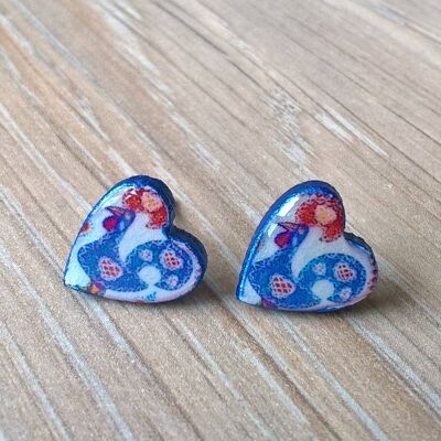 Heart Rooster Stud Earrings