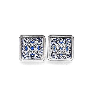 Boucles d'Oreilles Portugal Antique Carreaux Bleus