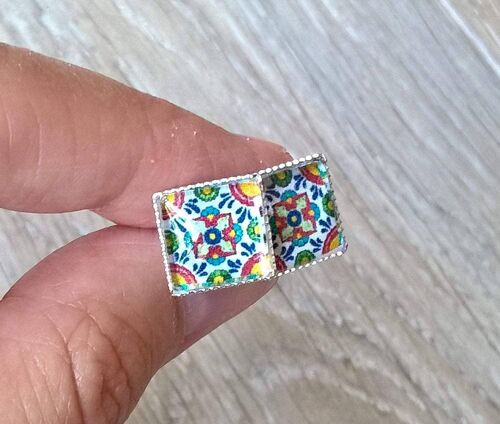 Mexican Fiesta Tiles Stud Earrings