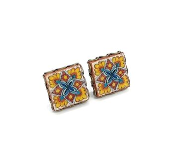 Boucles d'Oreilles Carreaux de Fleurs Mexicaines 3