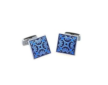 Boutons de Manchette Portugal Bleu Azulejo 2