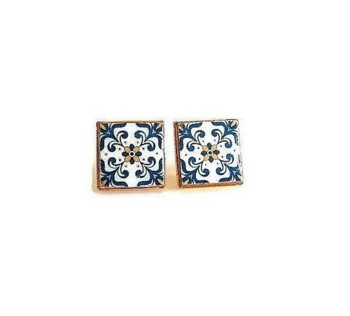 Portugual Antique Tile Stud Earrings