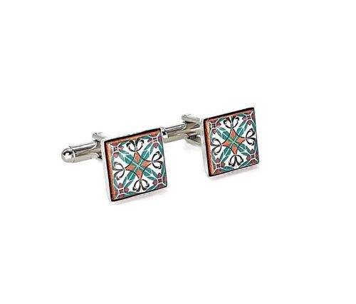 Portugal Antique Red & Green Tile Cufflinks