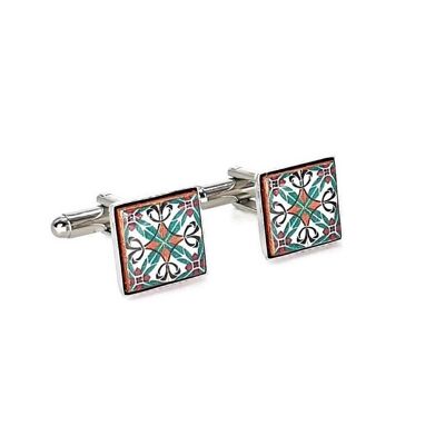 Portugal Antique Red & Green Tile Cufflinks