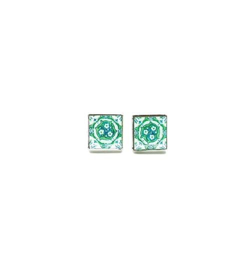 Green Azulejo Stud Earrings