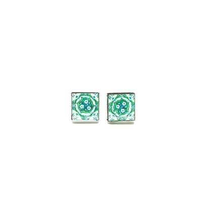 Green Azulejo Stud Earrings
