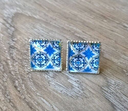 Portuguese Mini Blue Tiles Earrings