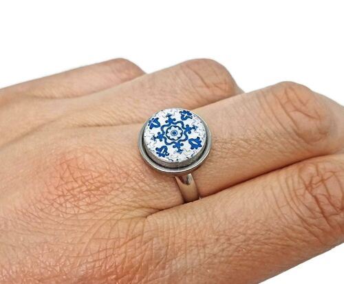 Round Blue Azulejo Ring