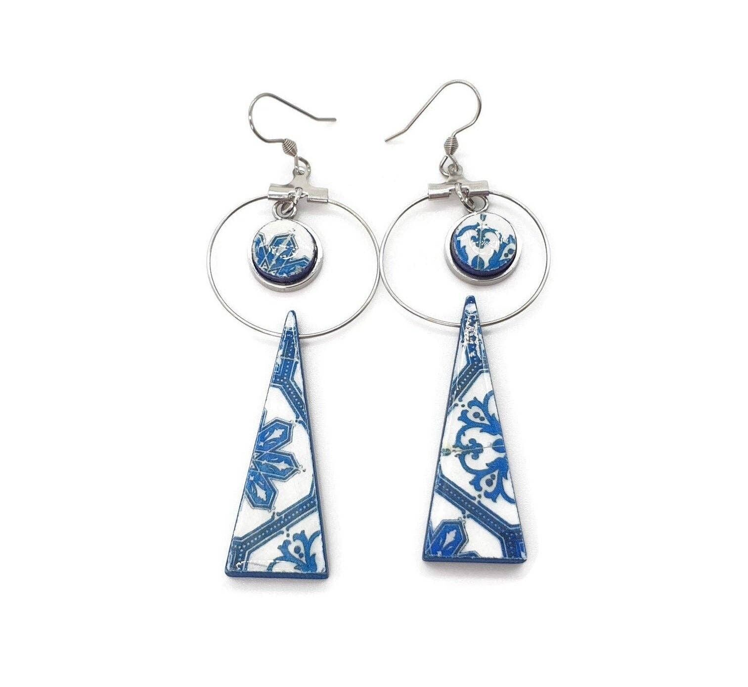 EVA - Orecchini pendenti con piastrelle triangolari lunghe