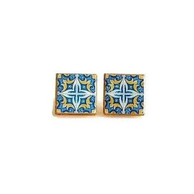 Portugal Antique Cross Tile Stud Earrings