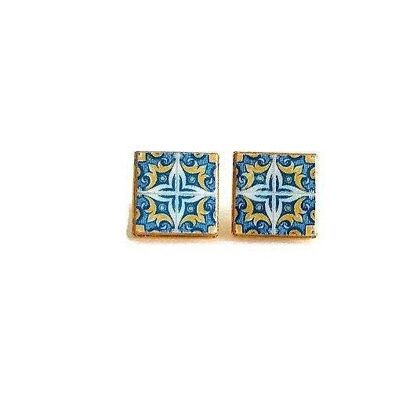 Portugal Antique Cross Tile Stud Earrings