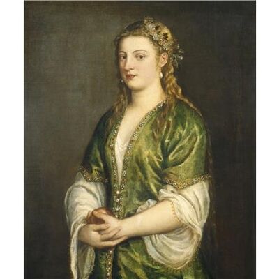 PORTRAIT OF A LADY HOLDING AN APPLE , 30" x 24"