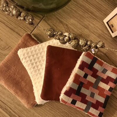 Pack of 4 washable cottons - geometric / pink / burgundy / white