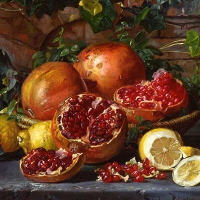 STILL LIFE OF POMEGRANITES , 30" x 24"