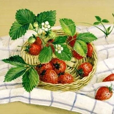 STRAWBERRIES IN A BASKET , 10" x 8"