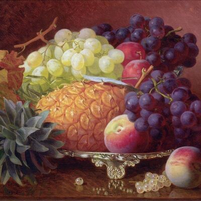 STILL LIFE WITH PINEAPPLE AND GRAPES , 7" x 5"