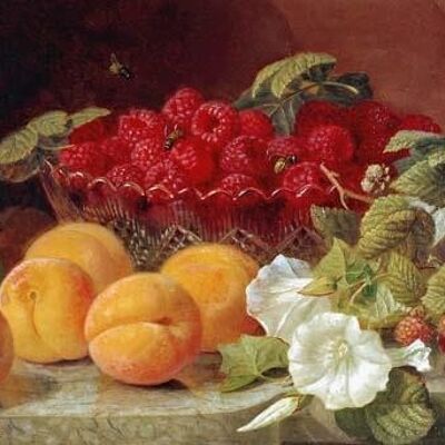 RASPBERRIES IN GLASS BOWL , 40" x 30"