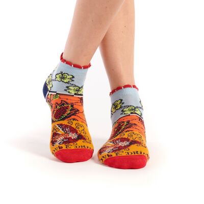 Hummingbird wax scalloped edge ankle socks