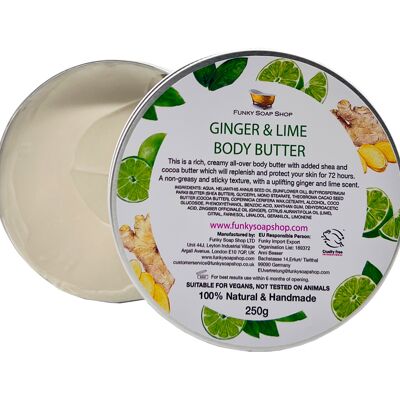 Ginger & Lime Rich Body Butter, 250g Aluminium Tin
