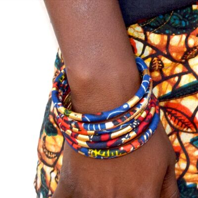 Bracciali in cera africana blu navy/rosso/giallo/dorato