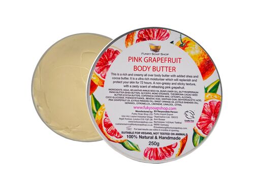 Pink Grapefruit Rich Body Butter, 250g Aluminium Tin