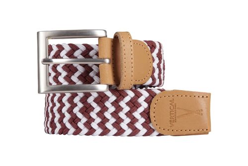 Ceinture tressée Bordeaux Blanc