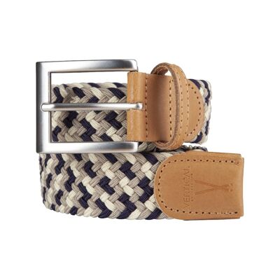 Ceinture tressée Marron Bleu Beige