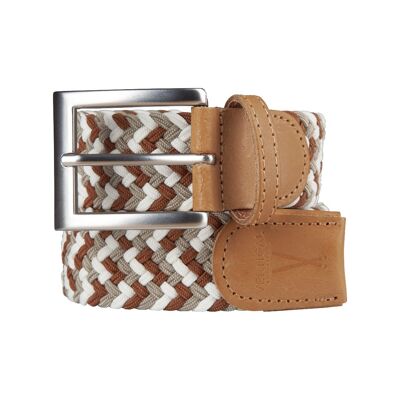 Braided belt Brown White Brown