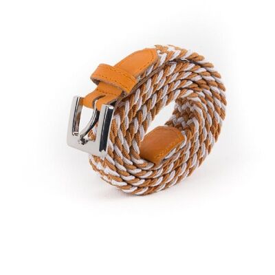 Cinturón trenzado para mujer naranja blanco