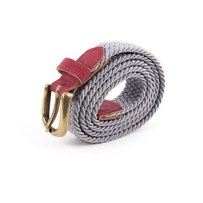 Ceinture tressee femme gris bordeaux