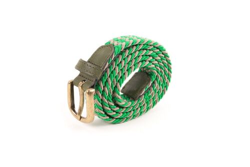 Ceinture tressee femme vert marron