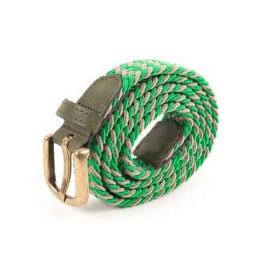 Women's braided green brown belt