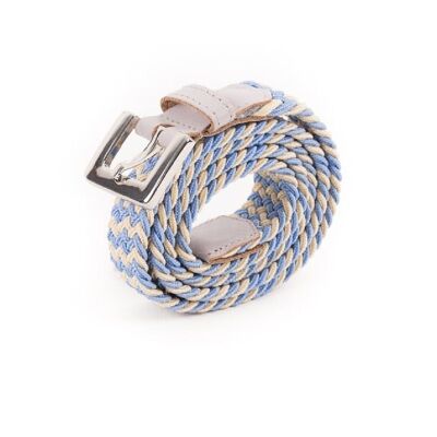Braided belt for women light blue beige
