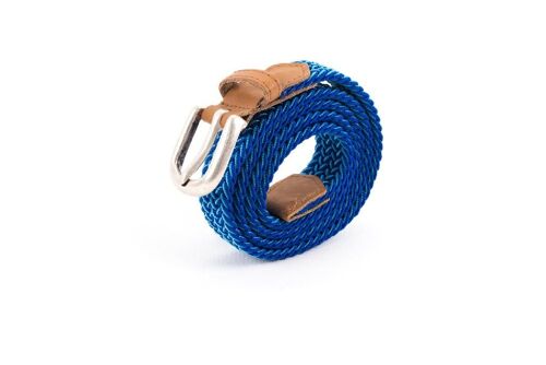 Ceinture tressee femme bleu blanc