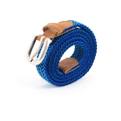 Ceinture tressee femme bleu blanc