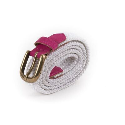 Braided belt for women white pink
