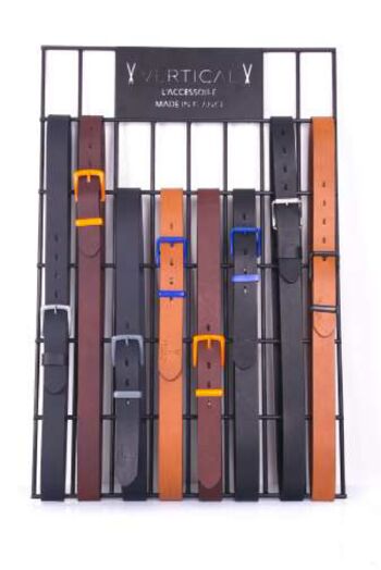 Ceinture cuir véritable noire à boucle interchangeable orange 6