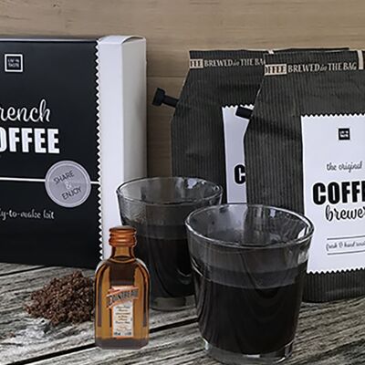 French coffee gift set, including 2 glasses